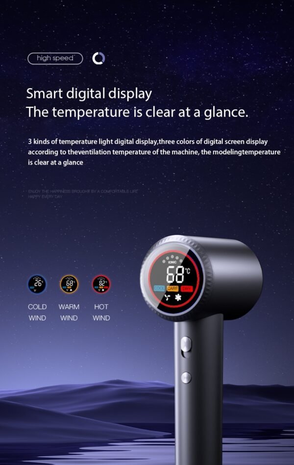 Professional Ionic Hair Dryer – 500M Negative Ions, 160,000 RPM Fast Drying, 9 Temp Settings & Auto Clean (0.8lb, Travel-Friendly) - Image 7