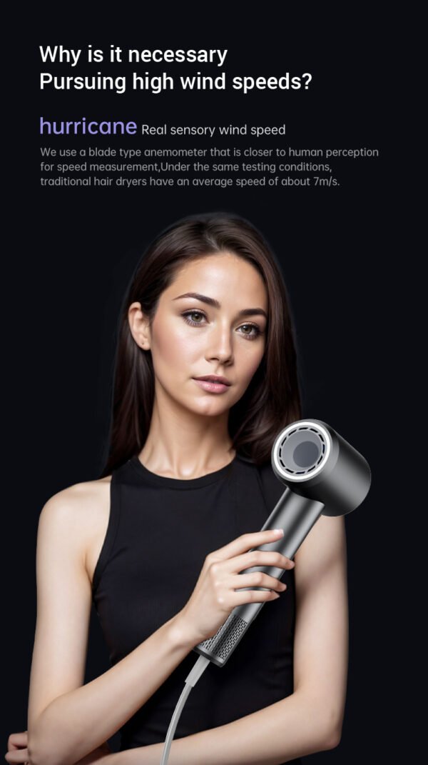 Professional Ionic Hair Dryer – 500M Negative Ions, 160,000 RPM Fast Drying, 9 Temp Settings & Auto Clean (0.8lb, Travel-Friendly) - Image 4