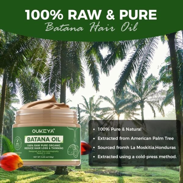 100% Pure Batana Oil for Hair Growth – Organic Honduran Hair Oil to Prevent Hair Loss & Boost Thickness (5.3 oz, Unisex) - Image 2
