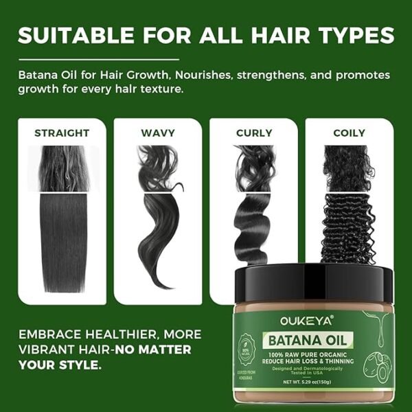 100% Pure Batana Oil for Hair Growth – Organic Honduran Hair Oil to Prevent Hair Loss & Boost Thickness (5.3 oz, Unisex) - Image 4