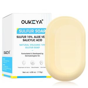 10% Sulfur Acne Treatment Soap Bar with 2% Salicylic Acid – Enriched with Goat Milk, Tea Tree Oil, Hyaluronic Acid & Aloe Vera – Dermatologist-Recommended for Clear Skin