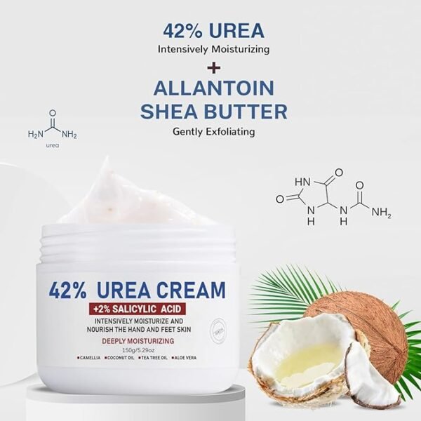 Extra Strength 42% Urea Cream with Salicylic Acid - 2 Pack (5.29 Oz Each) | Cracked Heel & Hand Repair | Corn & Callus Treatment - Image 2
