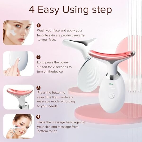 Rejuvenating Face & Neck Massager – 7-Color LED Therapy for At-Home Skincare & Lymphatic Drainage - Image 3