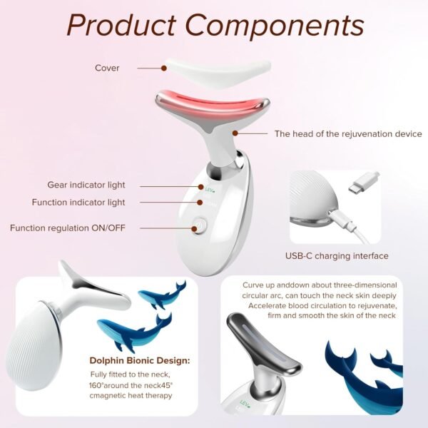 Rejuvenating Face & Neck Massager – 7-Color LED Therapy for At-Home Skincare & Lymphatic Drainage - Image 4